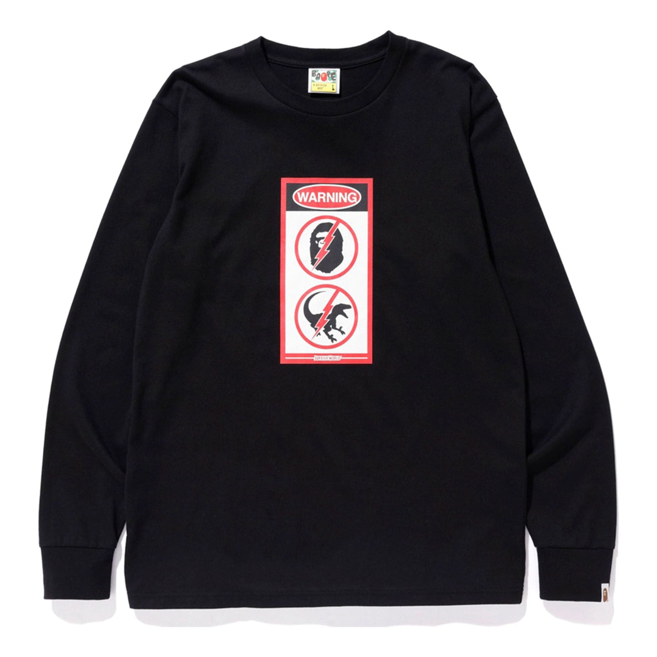 BAPE x Jurassic World Warning Long Sleeve Tee Black BAPE-SS18-073