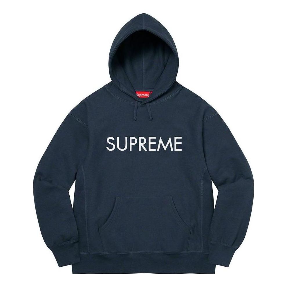 Supreme Capital Hooded Sweatshirt 'Navy White' SUP-FW22-087