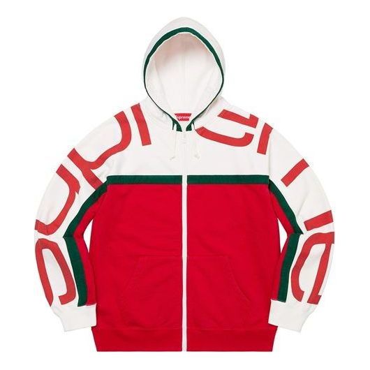 Supreme Big Logo Paneled Zip Up Hooded Sweatshirt 'Red White' SUP-FW20-305