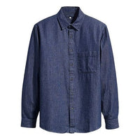 Men's Levis Casual Lapel Pure Cotton Long Sleeves Navy Blue Shirt 21256-0001