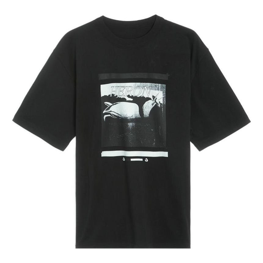 HERON PRESTON SS23 Misprinted Heron T-shirt 'Black' HMAA032S23JER0061010