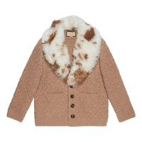 Gucci Wool Knit Coat With Shearling Collar 'Neutrals' 706756-XKCKM-2602