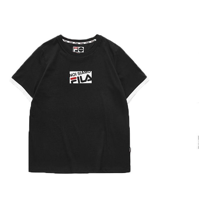 (WMNS) FILA Fusion Logo Short Sleeve Black T11W931103F-BK