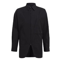 Men's Y-3 SS21 Logo Pattern Zipper Shirt Black GV4224