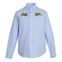 Men's KENZO Cotton Embroidered Long Sleeves Shirt Sky Blue F955CH4021LD-63
