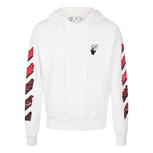 Men's Off-White FW21 Gradient Arrow Logo Adornment Hooded Loose Fit White OMBB034R21FLE0030125-1