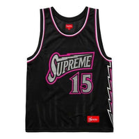 Supreme Bolt Basketball Jersey 'Black Grey Pink' SUP-SS18-428
