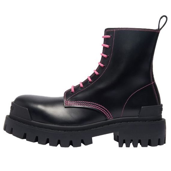 (WMNS) Balenciaga Strike Lace-up Martin Boots Black/Pink 590974WA9641056
