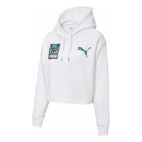 (WMNS) PUMA Claw Pack Logo Hoodie 'White Blue' 596635-02