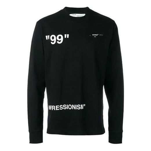 Men's Off-White Ice Man Round Neck Loose Long Sleeves Black T-Shirt OMAB021R191850011088