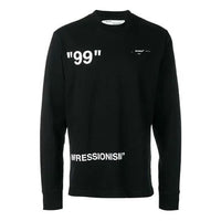 Men's Off-White Ice Man Round Neck Loose Long Sleeves Black T-Shirt OMAB021R191850011088