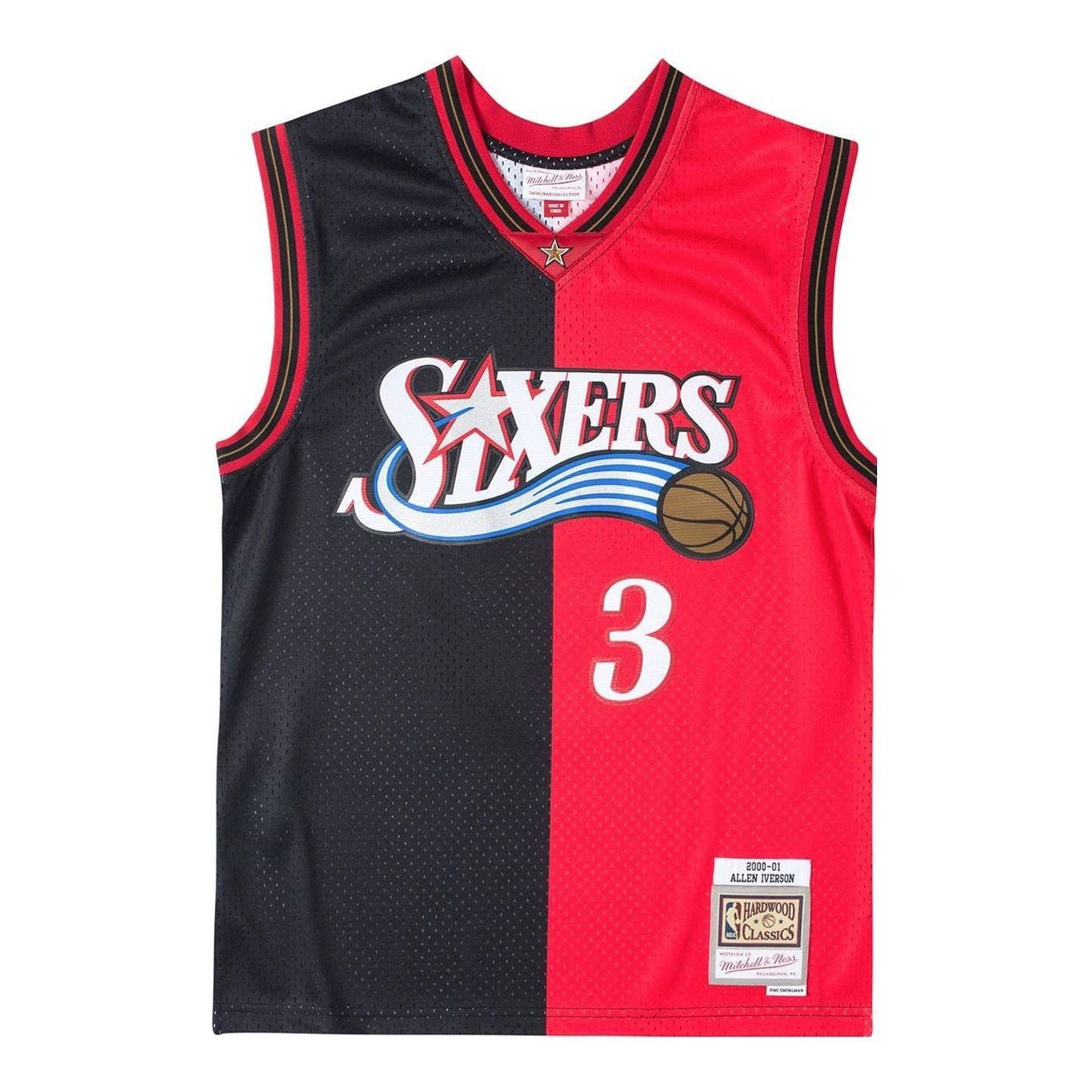 Mitchell & Ness x NBA Philadelphia 76ers 2000-01 Split Swingman Jersey 'Allen Iverson 3' SMJY4845-P7600AIVBKRD