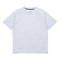 adidas U Big Logo T Sports Stylish Knit Round Neck Short Sleeve Blue GU4293
