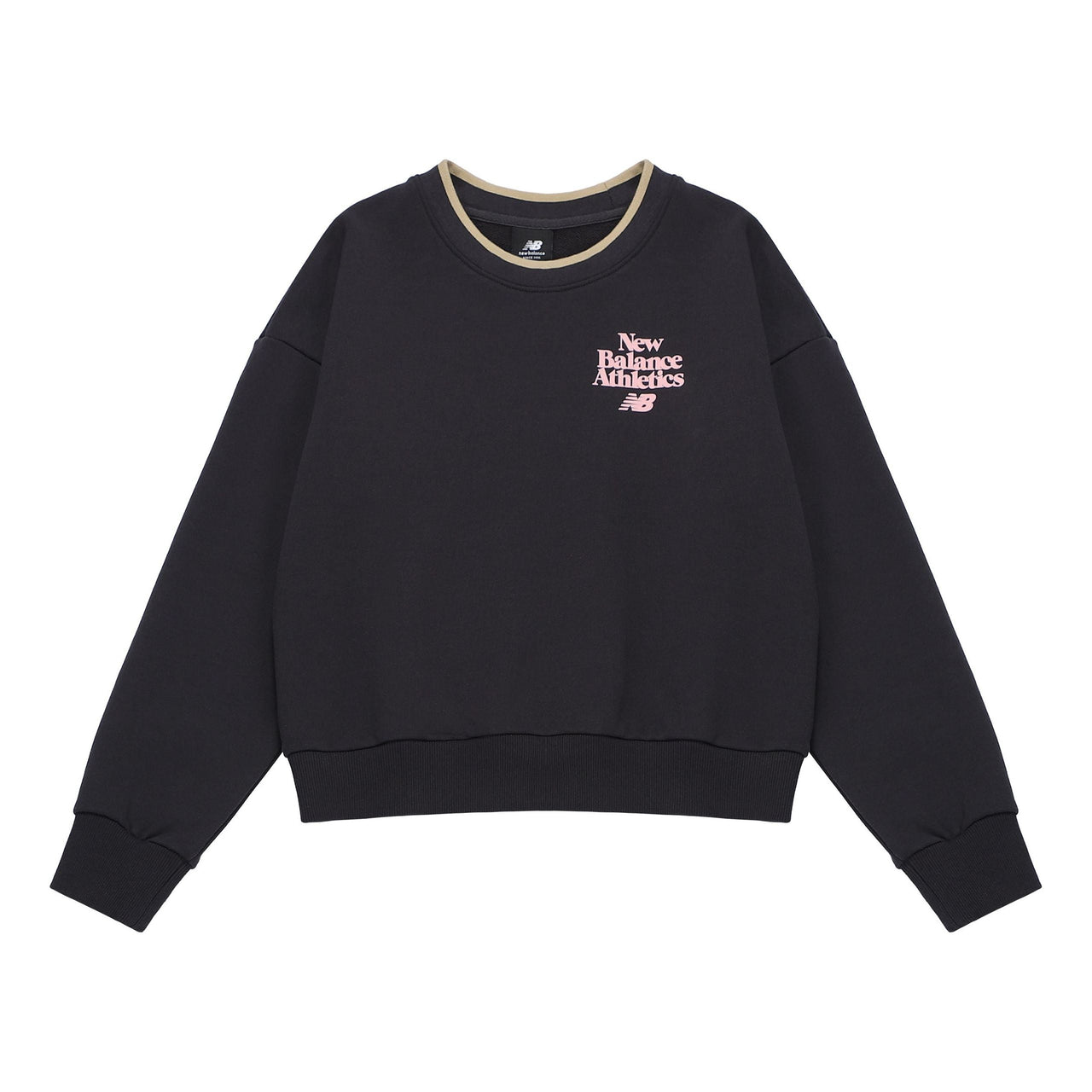 (WMNS) New Balance Athletics 70s Crewneck Sweatshirt 'Black Pink' AWT23552-PHM