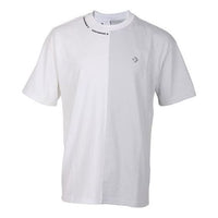 Men's Converse Loose Patchwork Print Knit Sports Round Neck Short Sleeve Gray White Colorblock 10020856-A01