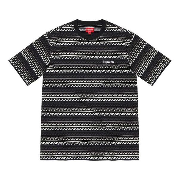 Supreme SS22 Week13 Hearts Jacquard S/S Top Stripe Printing Round Neck Short Sleeve Unisex SUP-SS22-475