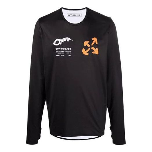 Off-White FW21 Active Logo Printing Long Sleeves Loose Fit Black OMVB018I21FAB0011020