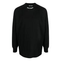 Palm Angels FW22 Logo Mock Neck Longsleeve T-Shirt 'Black White' PMAB001C99JER0041001