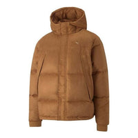 PUMA Logo MMQ Faux Leather Down Jacket 'Brown' 535786-74
