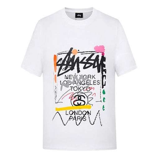 Stussy Splash Ink Alphabet Short Sleeve Unisex White 2003131