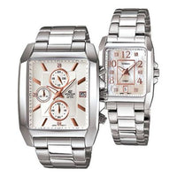 CASIO EDIFICE&SHEEN Series Minimalistic Casual Couple White Analog EFR-511D-7AV&SHE-4023DP-7
