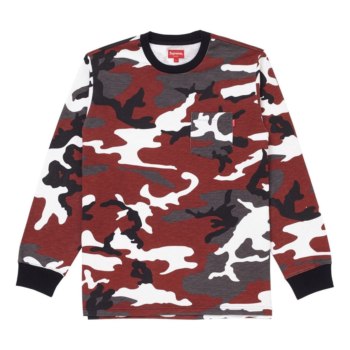 Supreme FW18 L/S Pocket Tee Red Camo Long Sleeves Unisex Camouflage SUP-FW18-760