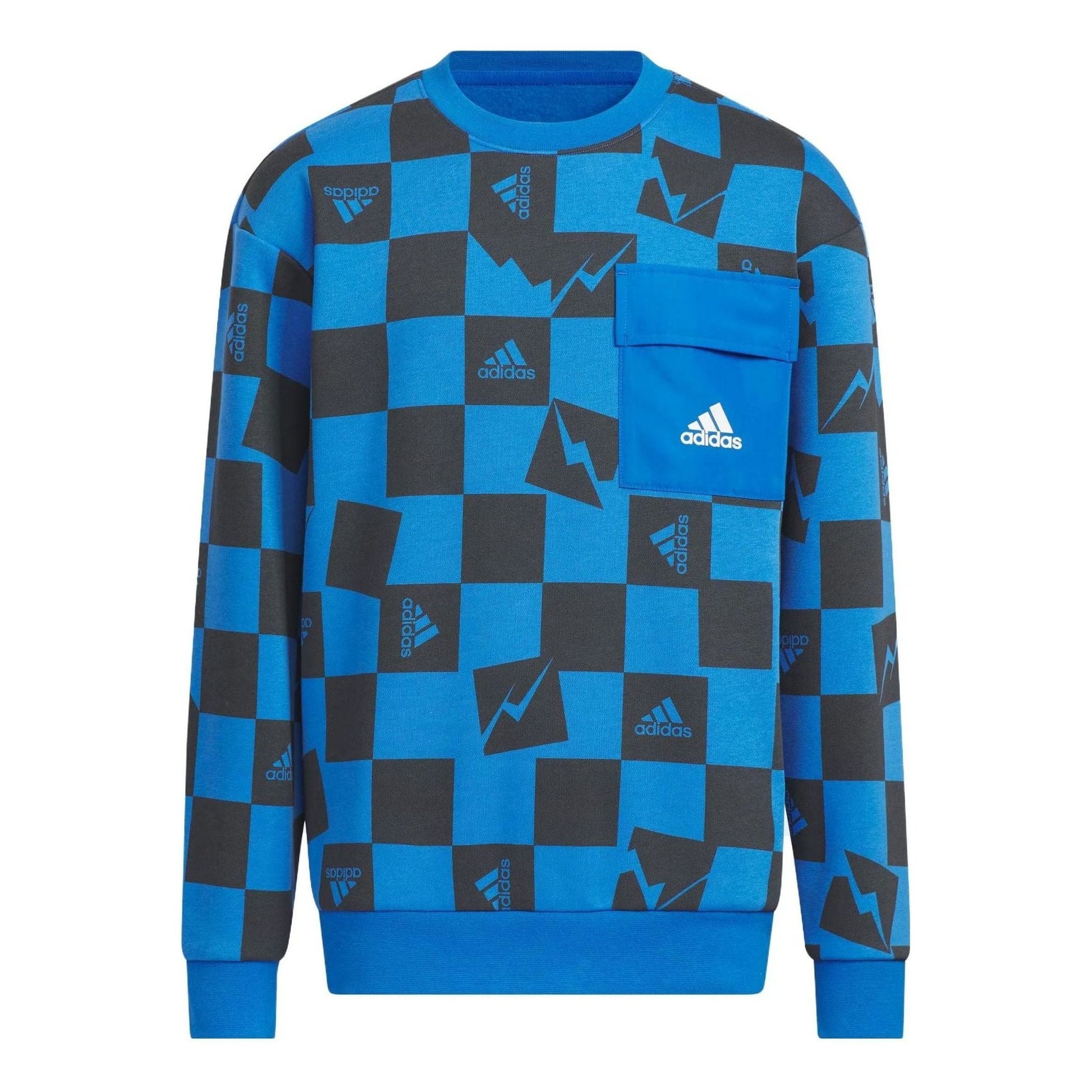 (GS) adidas Knit Warm Crew Sweatshirt 'Blue Black' IN5203
