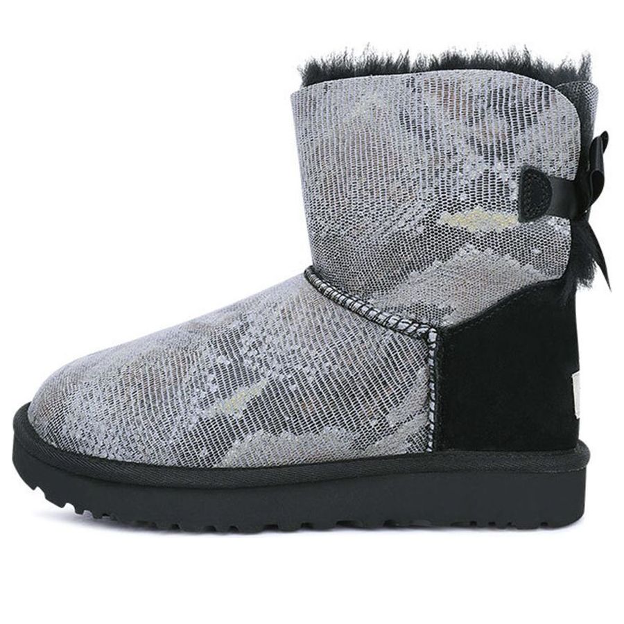 (WMNS) UGG Mini Bailey Bow Snake 'Black Grey' 1091581-BLK