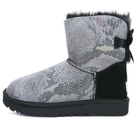 (WMNS) UGG Mini Bailey Bow Snake 'Black Grey' 1091581-BLK