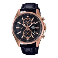 Men's ( Business ) CASIO EDIFICE Series Rose Gold Strap Casual Watch Mens Black Analog EFB-302JGL-1A