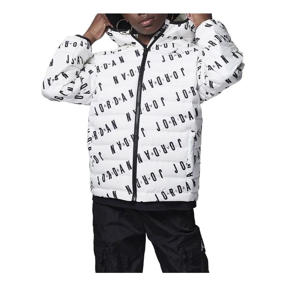 (GS) Air Jordan Print Puffer Jacket 'White Black' FZ1719-133