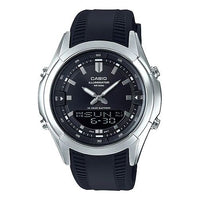 Men's CASIO Waterproof Quartz Automatic Calendar 46mm Resin Strap Watch Mens Black Analog/Digital Combo AMW-840-1AVDF