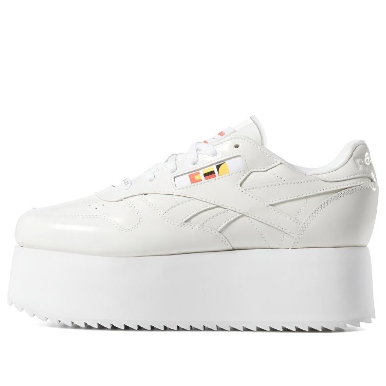 (WMNS) Gigi Hadid x Reebok Classic Leather Triple Thick Sole Casual Skateboarding Shoes White DV4110