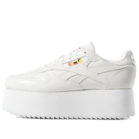 (WMNS) Gigi Hadid x Reebok Classic Leather Triple Thick Sole Casual Skateboarding Shoes White DV4110
