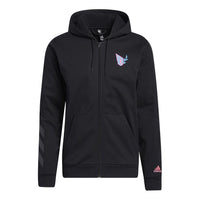 adidas Solid Color Sports Running Training Hooded Jacket Black GP6259