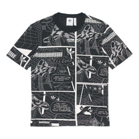 adidas originals Graphic Tee Printing Sports Round Neck Short Sleeve Black GN3346