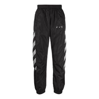 Off-White SS21 Side Stripe Printing Sports Pants Black OMCJ001R21FAB0011006