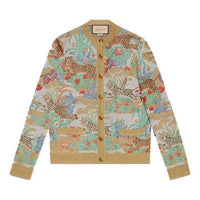 (WMNS) Gucci Tiger jacquard cardigan Gold Green' 686495-XKB8U-7257