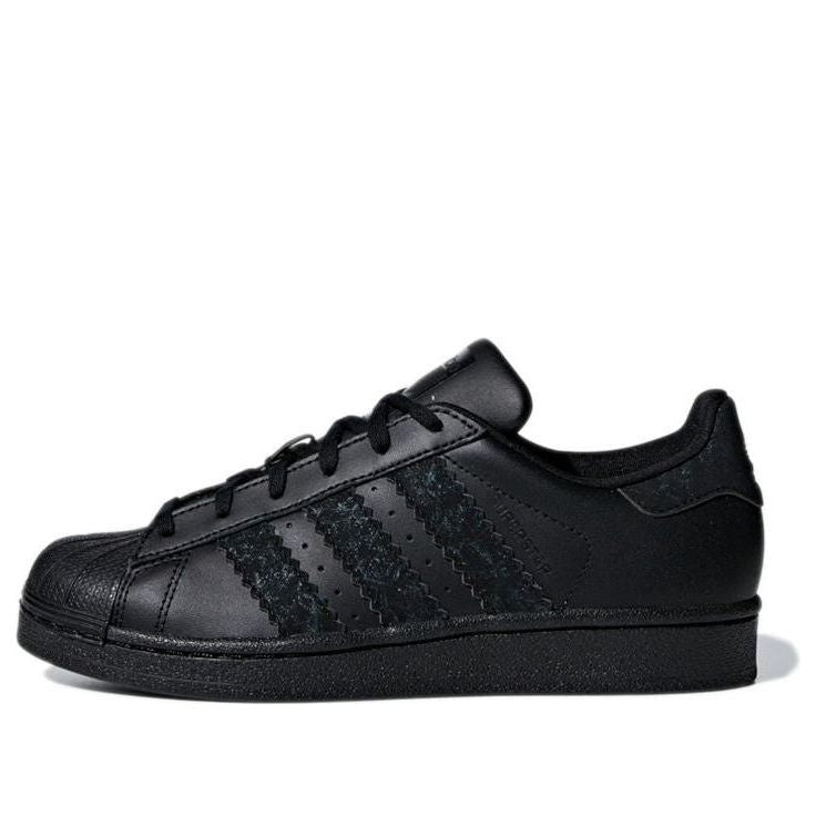 (GS) adidas originals Superstar J Cozy Wear-resistant Skateboarding Shoes 'Black' CG6613