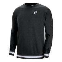 Nike Brooklyn Nets Solid Color Fleece Lined Round Neck Pullover Long Sleeves Hoodie Men's Black DR2280-010
