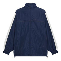 Balenciaga FW21 Logo Splicing Loose Jacket Unisex Navy Blue 663065TKO484063