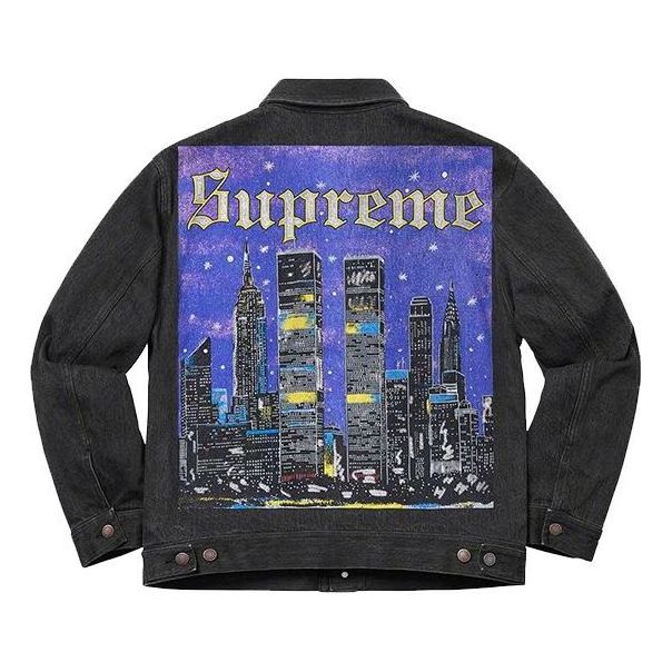 Supreme York Painted Trucker Jacket 'Black Purple' SUP-SS19-10080