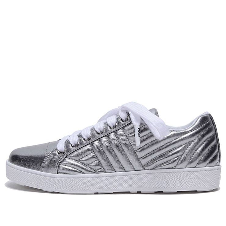 (WMNS) PRADA Leather Sneakers 'Silver' 1E254L_79A_F0135_F_005