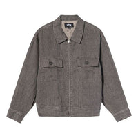 Stussy Boxy Linen Zip Jacket Loose Solid Color Zipper Unisex Gray 115569