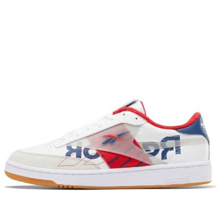 Reebok Club C 85 Lightweight Cozy Low Top Casual Skate Shoes White Red Blue EH0137