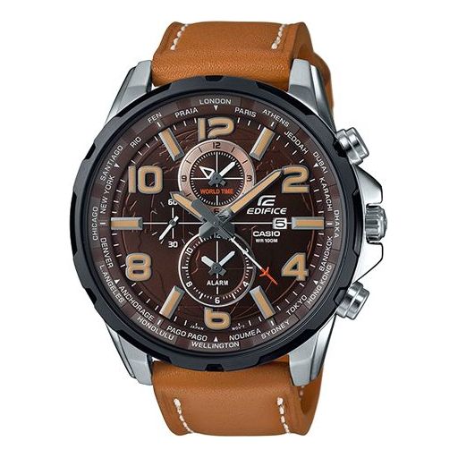 Men's ( Business ) CASIO EFDIFICE 3D Map Strap Watch Mens Brown Analog EFR-302BL-5A