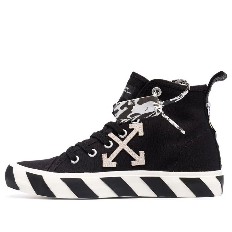 Off-White Mid-Top Vulcanized Canvas Sneaker 'Black White' OMIA119F21FAB0011001