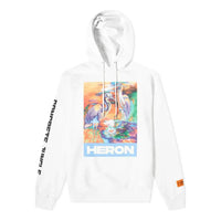 HERON PRESTON Heron Water Colours Print Embroidery Popover Hoodie 'White' HMBB007S208960210188