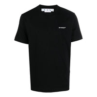 Men's Off-White FW22 Logo Stripe Round Neck Short Sleeve Black T-Shirt OMAA027F22JER016001
