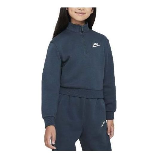 (GS) Nike Sportswear Club Fleece 1/2-Zip Long-Sleeve Top 'Navy' FD2930-328